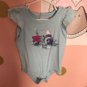 Farm chick blue onsie! Runs slightly larger